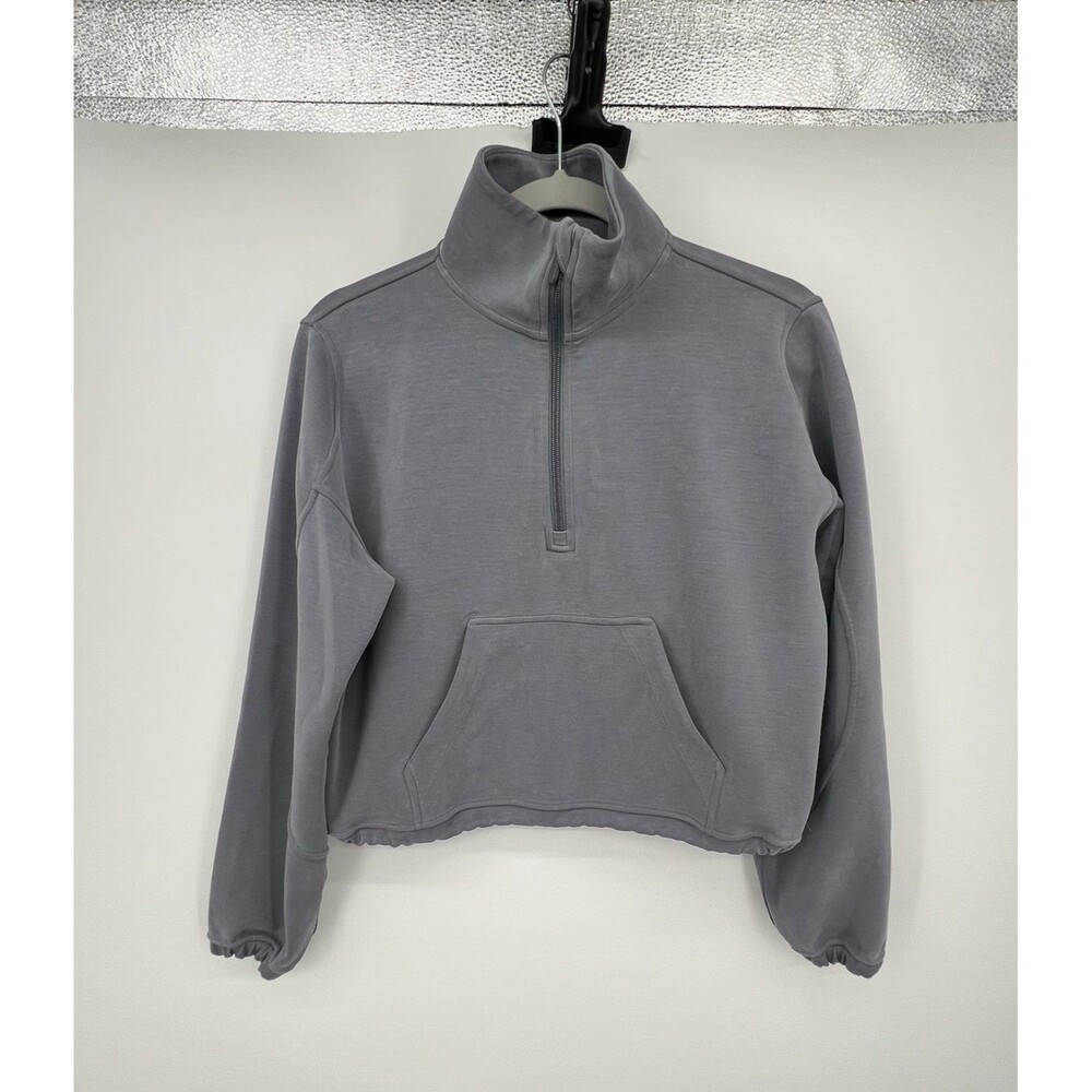 Lululemon Womens Brushed Softstreme Half Zip Jacket Size 4 Solar Grey Gym Yoga